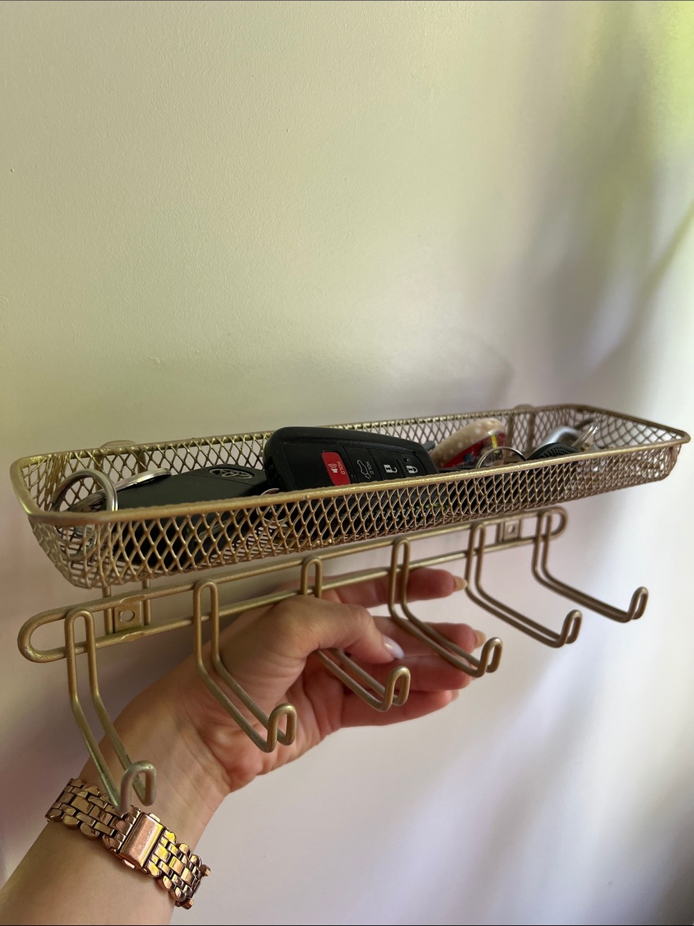 Metal • Gold • Wall-Mounted Key & Trinket Shelf • 11inch x4inch